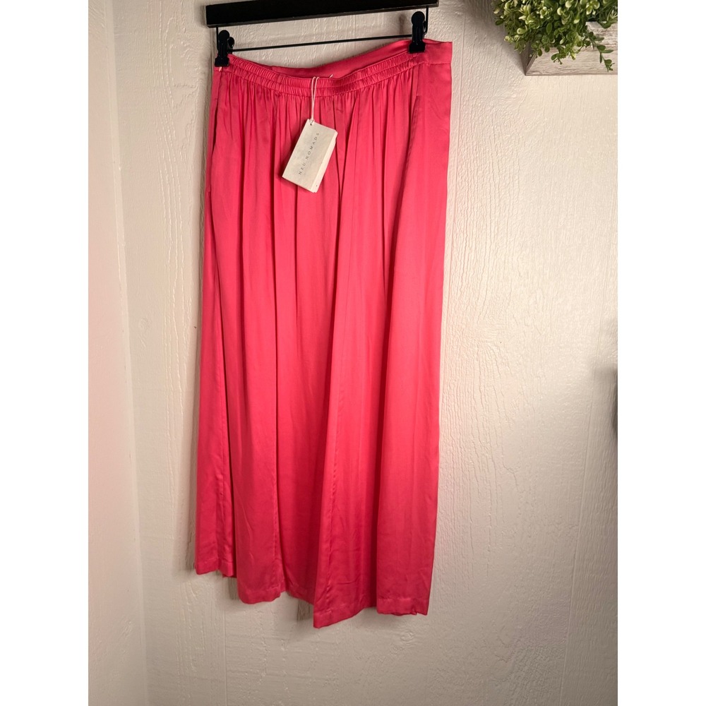 Neu Nomads Pink Katelyn Maxi Skirt Double Slit Pockets Satin Finish NWT